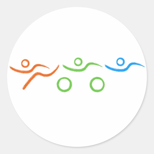 Triathlon cool and unique design classic round sticker (Front)