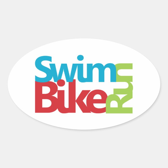Triathlon cool and unique design oval sticker (Front)