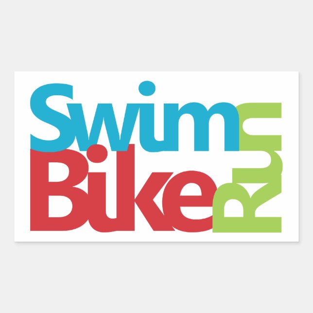 Triathlon cool and unique design rectangular sticker (Front)