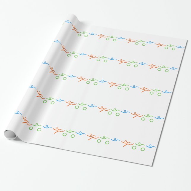 Triathlon cool and unique design wrapping paper (Unrolled)