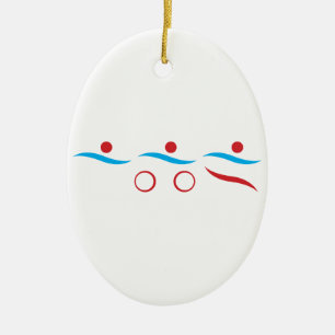 Triathlon cool logo illustration ceramic ornament