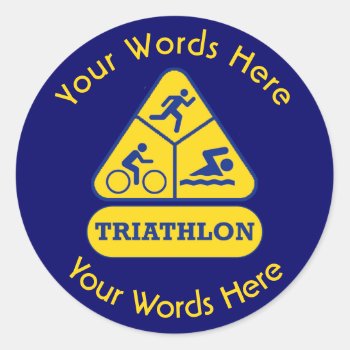 Triathlon Custom Sticker by Dollarsworth at Zazzle