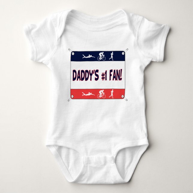 Triathlon Daddy's #1 Fan Baby Bodysuit (Front)