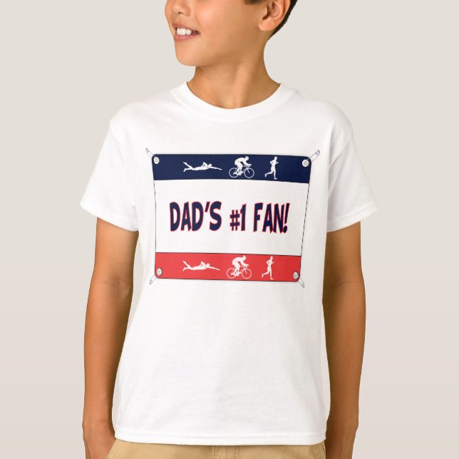 Triathlon Dad's #1 Fan T-Shirt (Front)