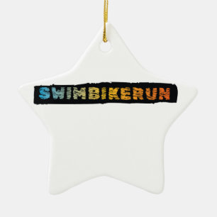 Triathlon design ceramic ornament