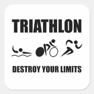 Triathlon Destroy Square Sticker