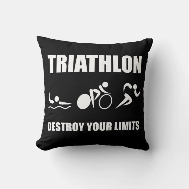 Triathlon Destroy Throw Pillow (Front)