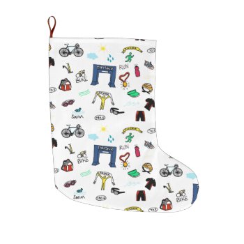 Triathlon Doodles Christmas Stocking by CuteLittleTreasures at Zazzle