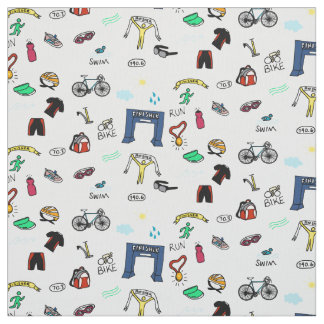 Triathlon Doodles Fabric