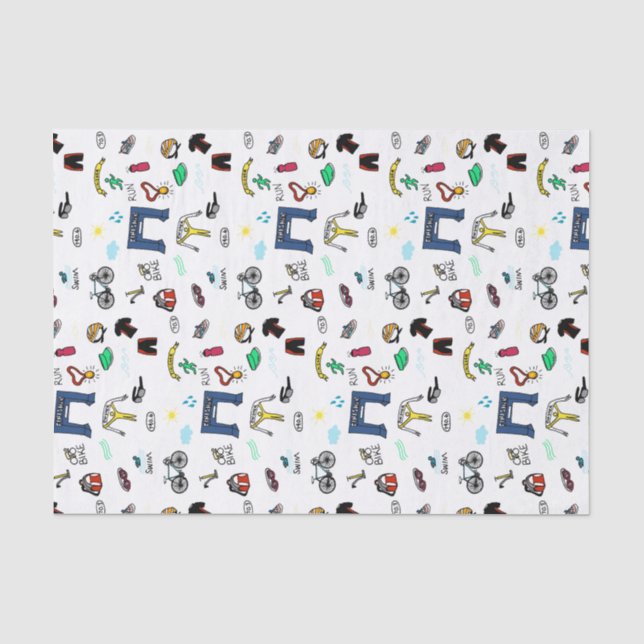 Triathlon Doodles Tissue Paper (Front)