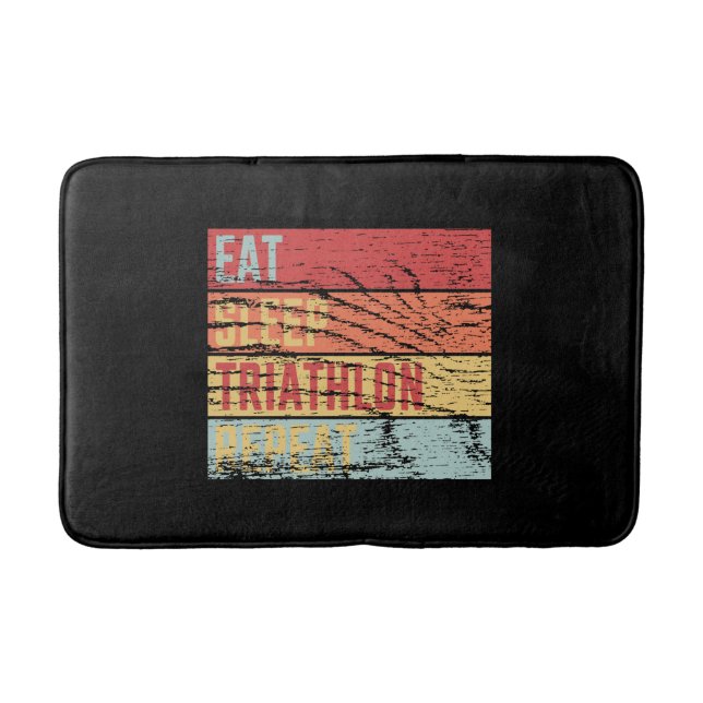 Triathlon - Eat Sleep Triathlon Repeat Bath Mat (Front)