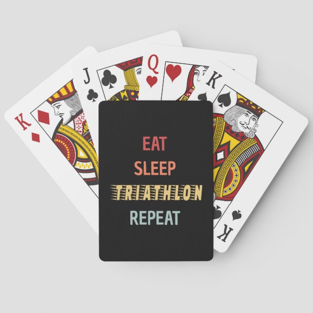 Triathlon - Eat Sleep Triathlon Repeat Poker Cards (Back)