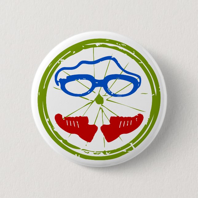 Triathlon Face Pinback Button (Front)