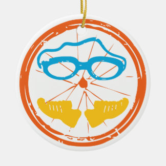 Triathlon fun design ceramic ornament