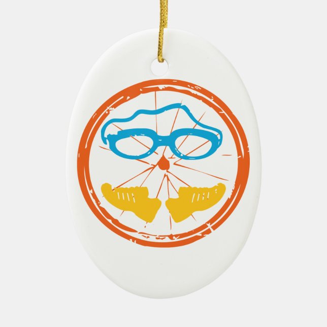 Triathlon fun design ceramic ornament (Front)