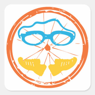 Triathlon fun design square sticker