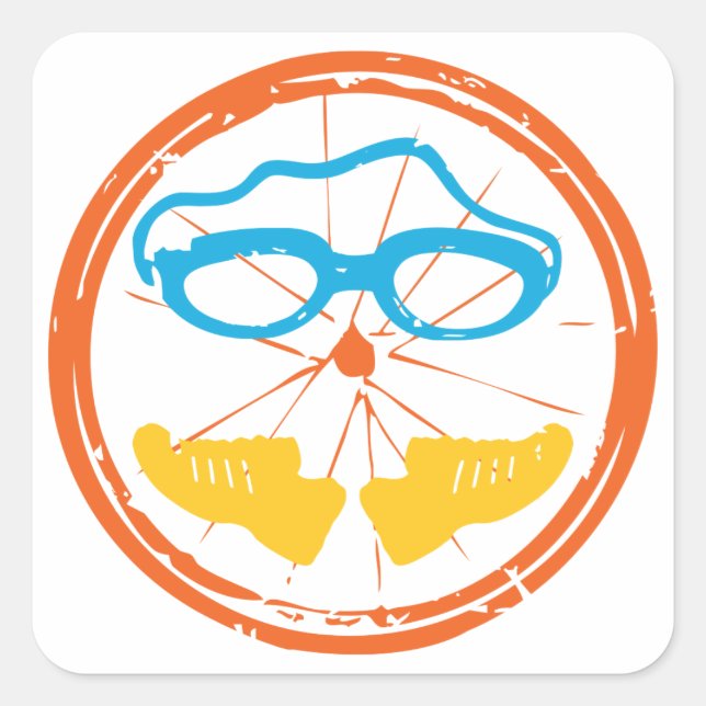 Triathlon fun design square sticker (Front)