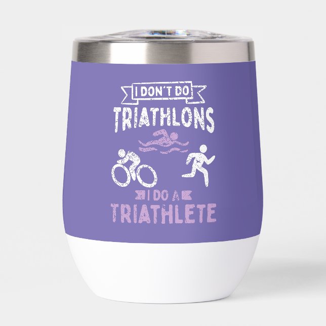 Triathlon Funny  Thermal Wine Tumbler (Front)