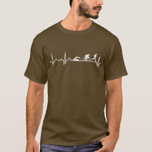 Triathlon Heartbeat Triathlon Gift For DadMomKids T-Shirt