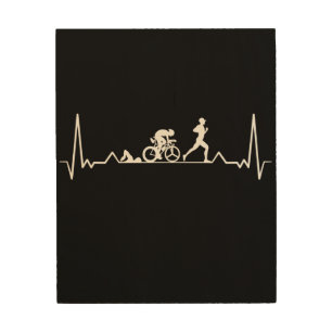 Triathlon Heartbeat Wood Wall Art