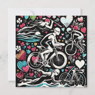 Triathlon Inspired Love Pillow, Valentine's Day Gi Holiday Card