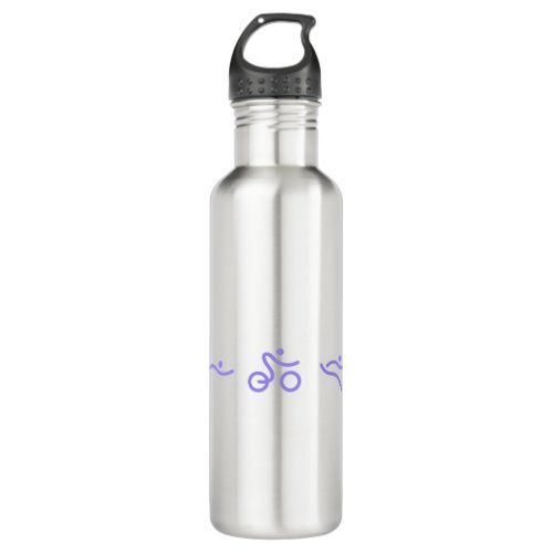 Triathlon light purple logo stainless steel water bottle