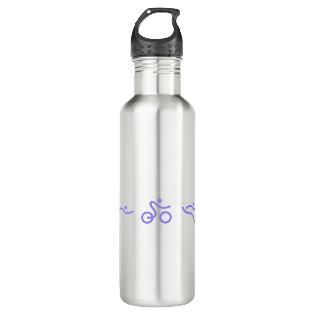 Triathlon light purple logo stainless steel water bottle (Front)