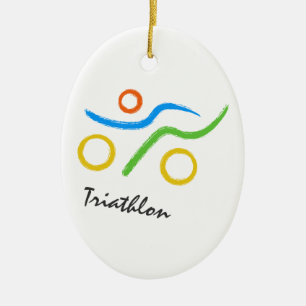 Triathlon logo ceramic ornament