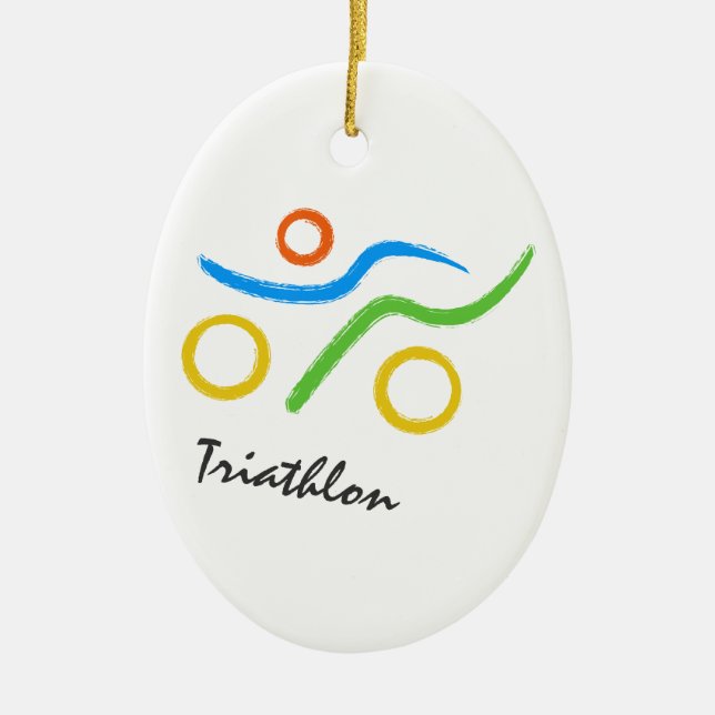 Triathlon logo ceramic ornament (Front)
