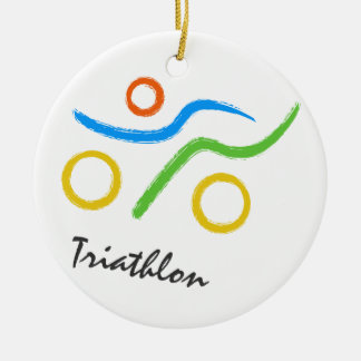 Triathlon logo ceramic ornament