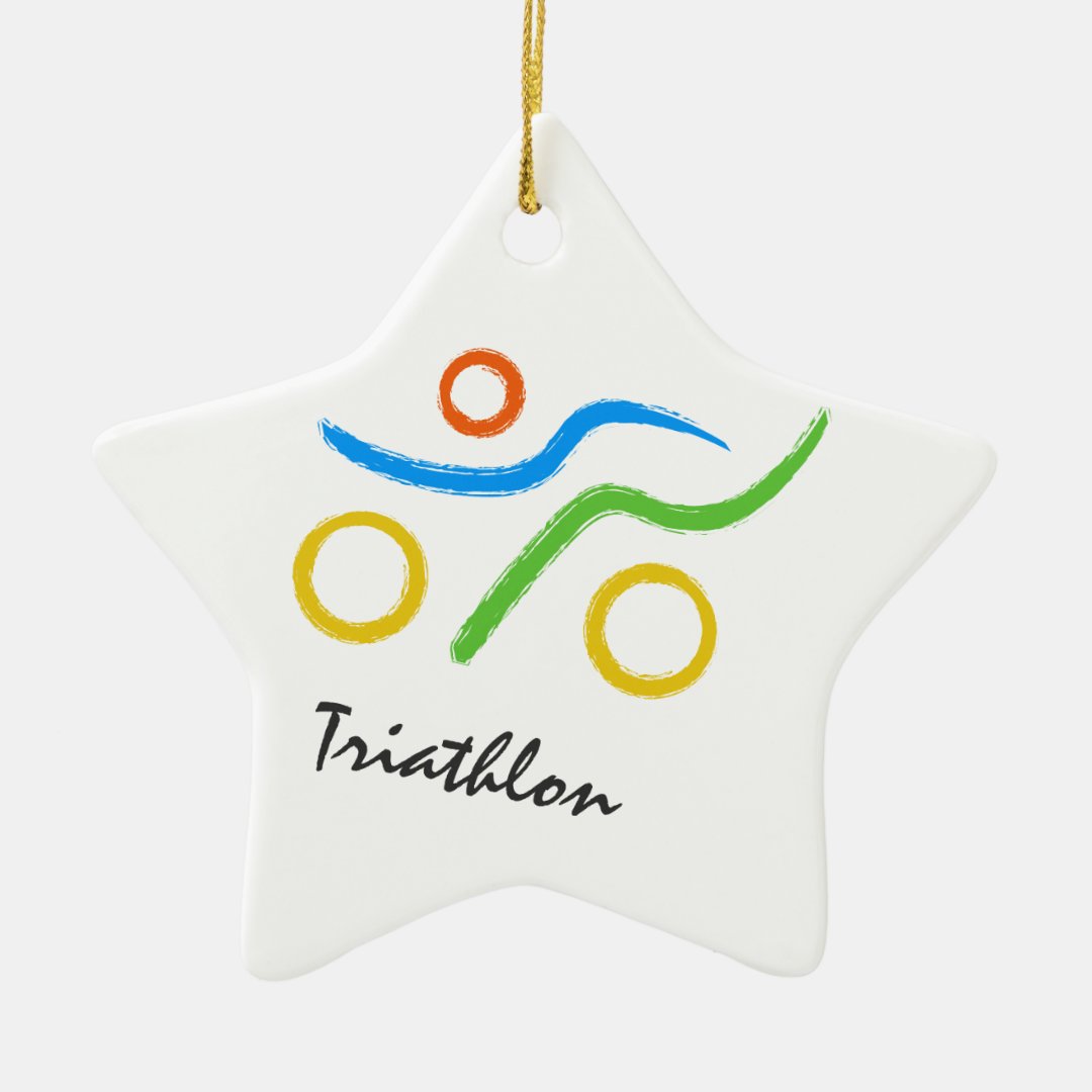 Triathlon logo ceramic ornament Zazzle