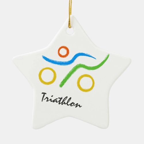 Triathlon logo ceramic ornament