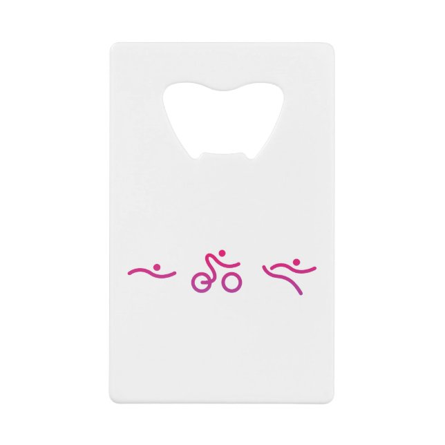 Triathlon logo credit card bottle opener (Front)