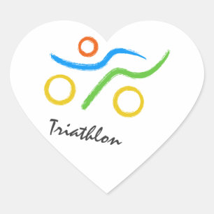 Triathlon logo heart sticker