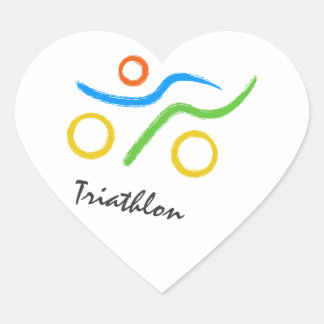 Triathlon logo heart sticker