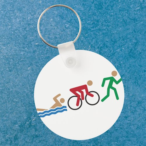 Triathlon logo icons in color keychain