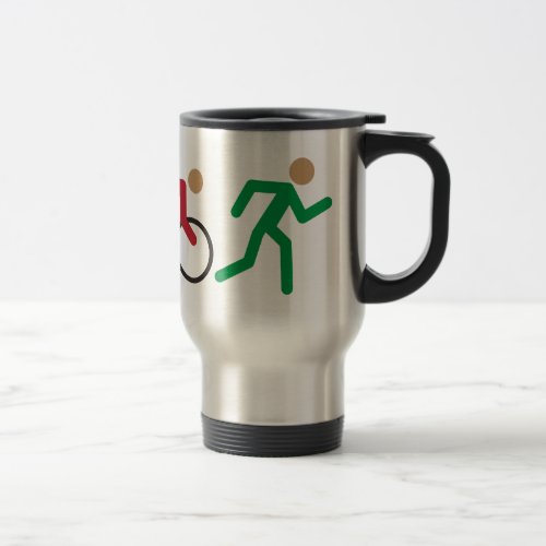 Triathlon logo icons in color travel mug