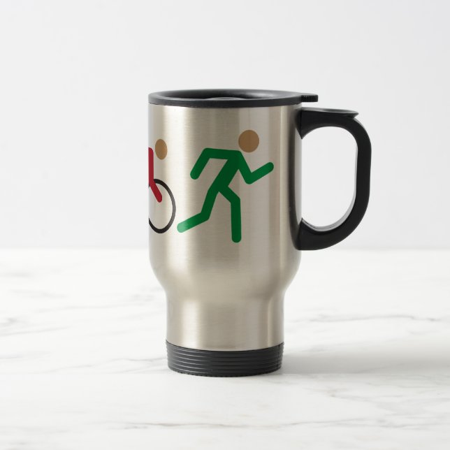 Triathlon logo icons in color travel mug (Right)