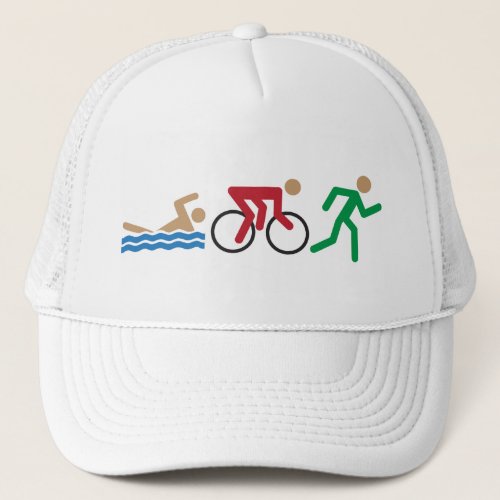 Triathlon logo icons in color trucker hat