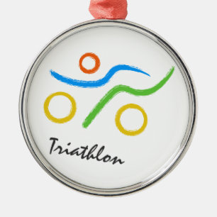 Triathlon logo metal ornament