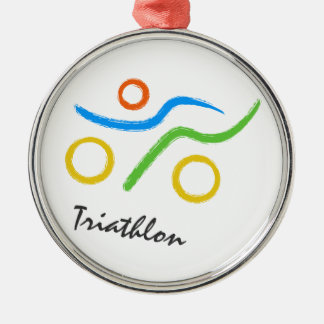Triathlon logo metal ornament