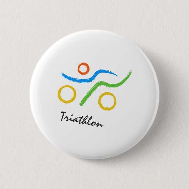 Triathlon logo pinback button (Front)