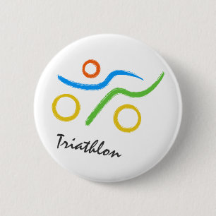 Triathlon logo pinback button