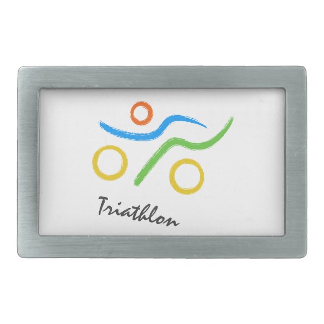 Triathlon logo rectangular belt buckle (Front)