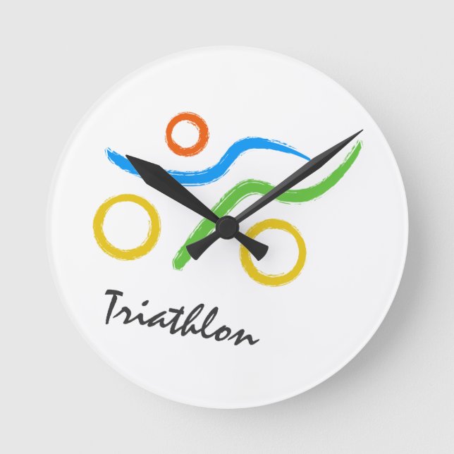 Triathlon logo round clock (Front)