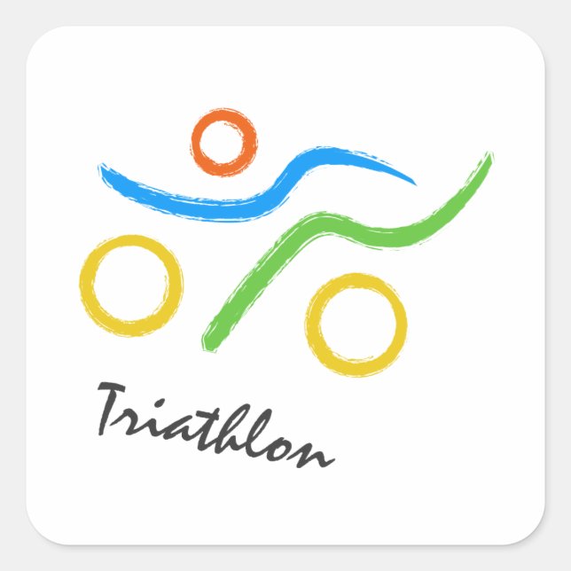 Triathlon logo square sticker (Front)