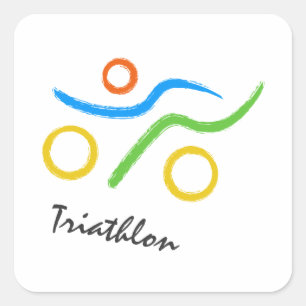 Triathlon logo square sticker