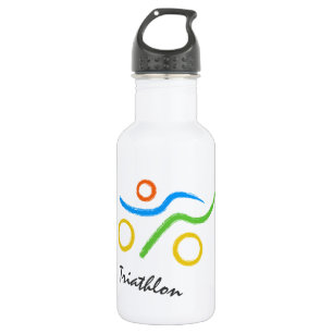 Triathlon logo stainless steel water bottle
