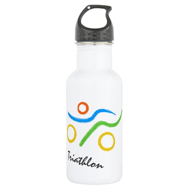 Triathlon logo stainless steel water bottle (Front)