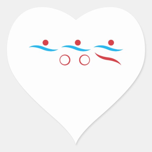 Triathlon modern cool logo heart sticker